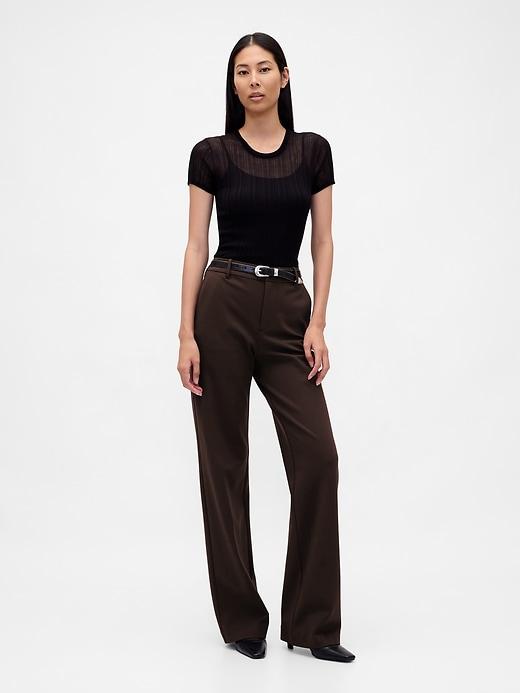 high rise double knit wide-leg pants