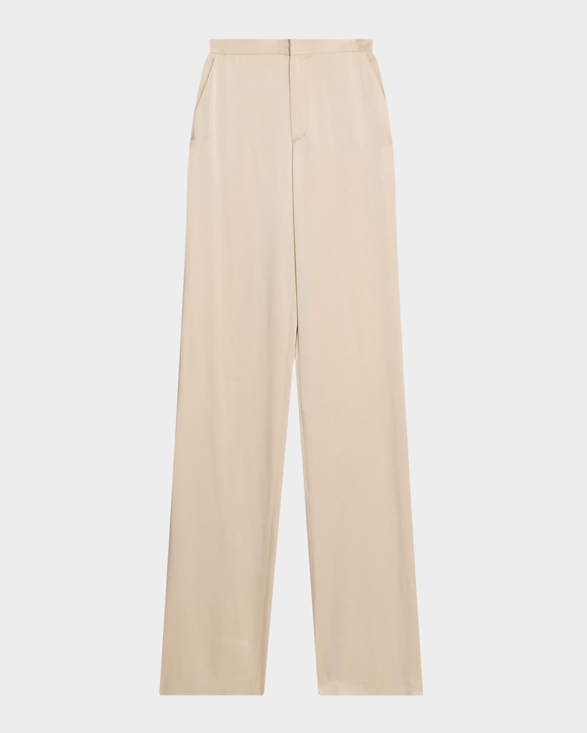 high-rise doublefsce satin wide-leg trousers