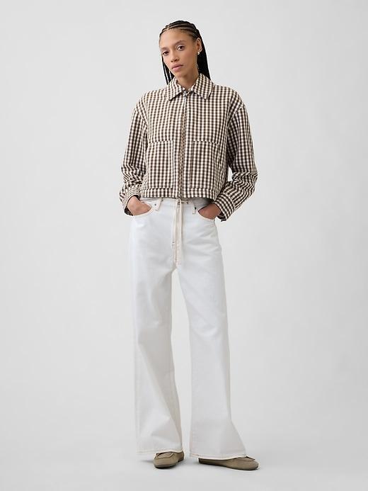 high rise drawstring wide-leg jeans