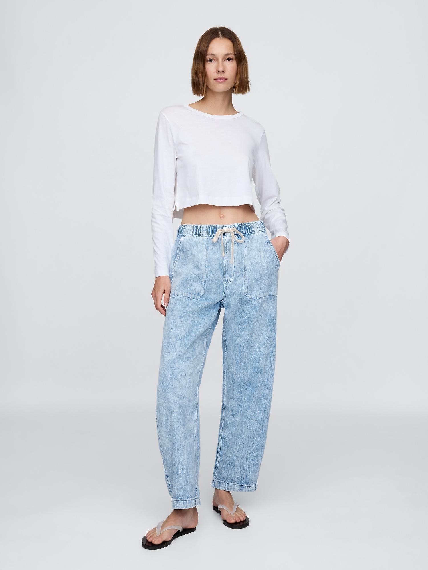 high rise easy barrel jeans