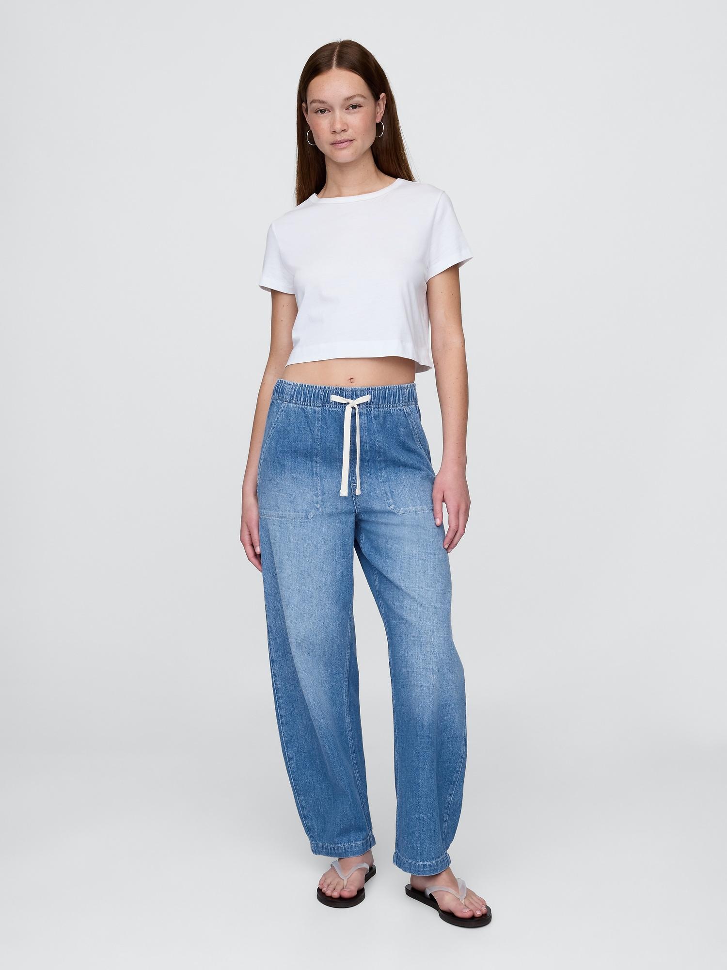 high rise easy barrel jeans