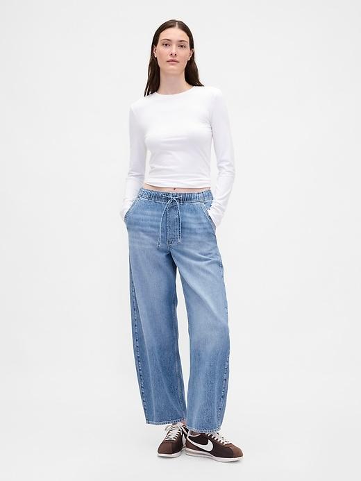 high rise easy barrel jeans
