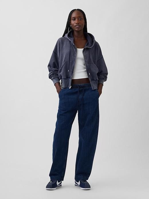 high rise easy barrel jeans
