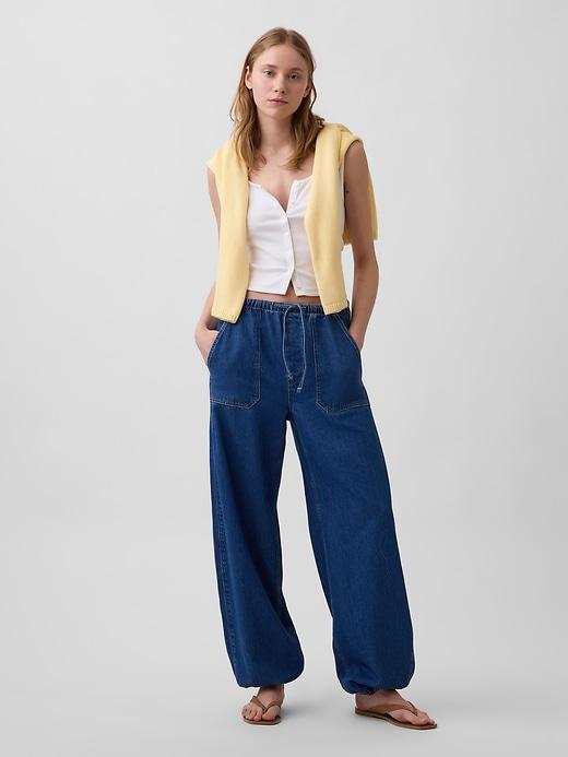 high rise easy barrel jeans