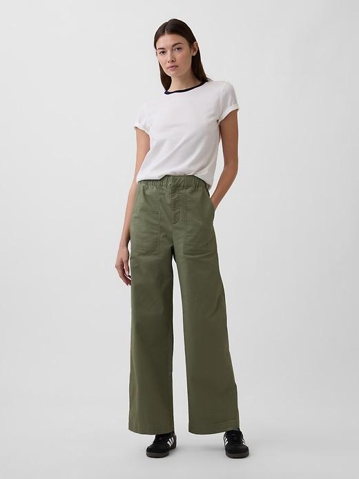 high rise easy stripe wide-leg khakis