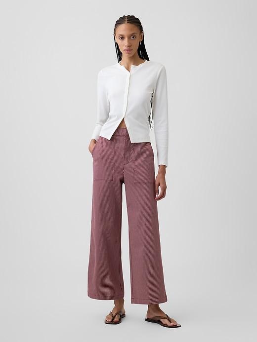 high rise easy stripe wide-leg khakis