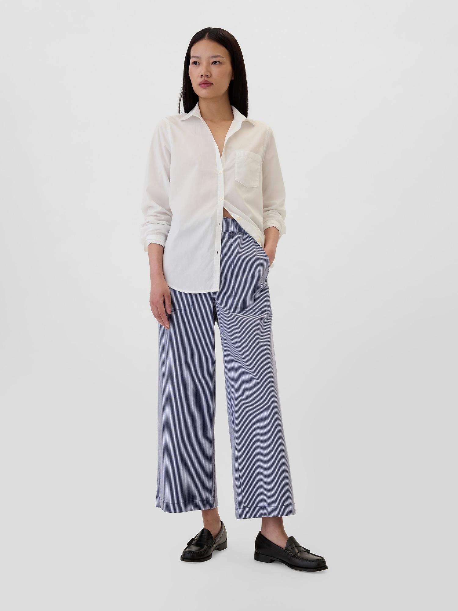 high rise easy stripe wide-leg khakis