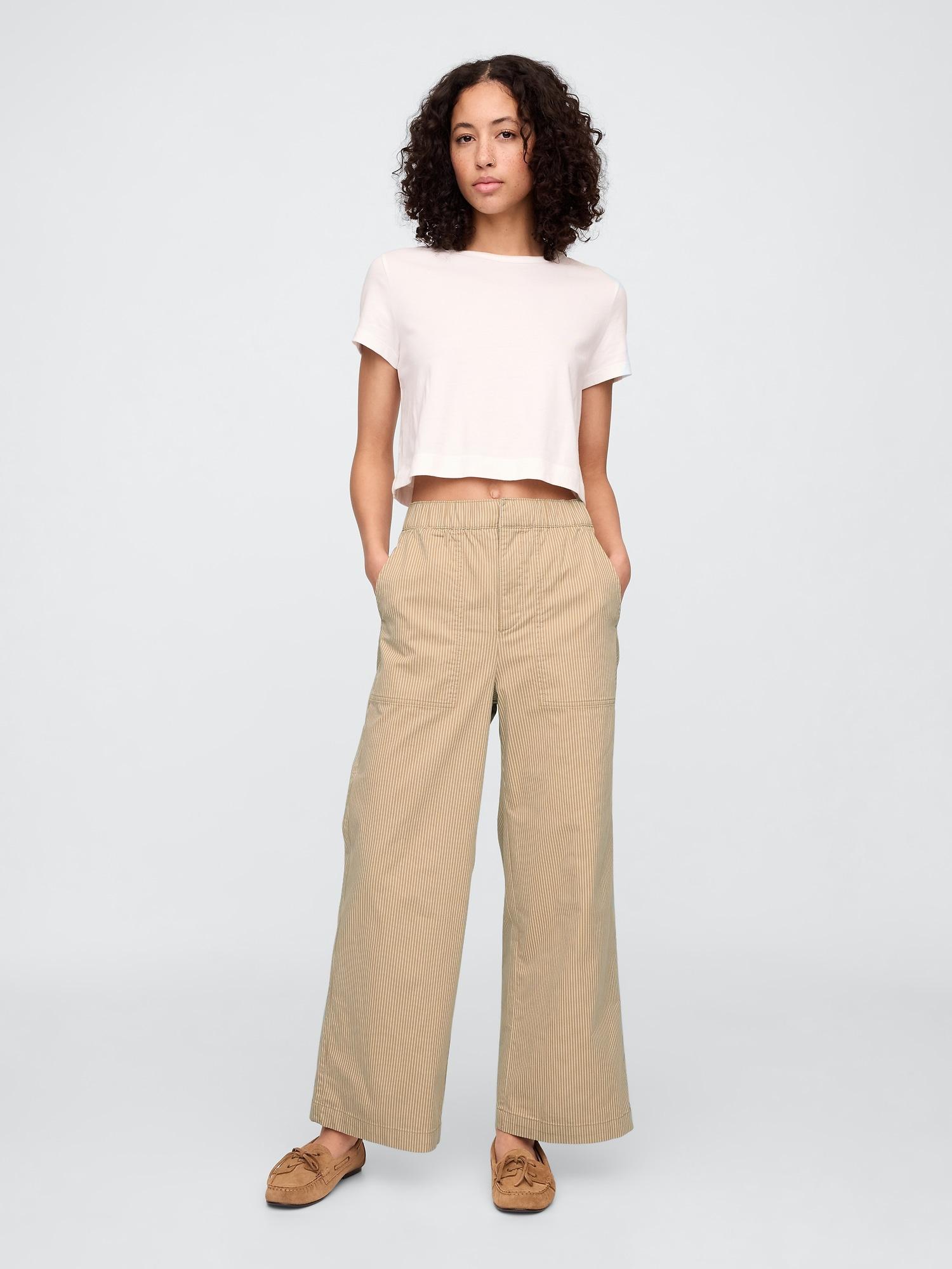 high rise easy stripe wide-leg khakis