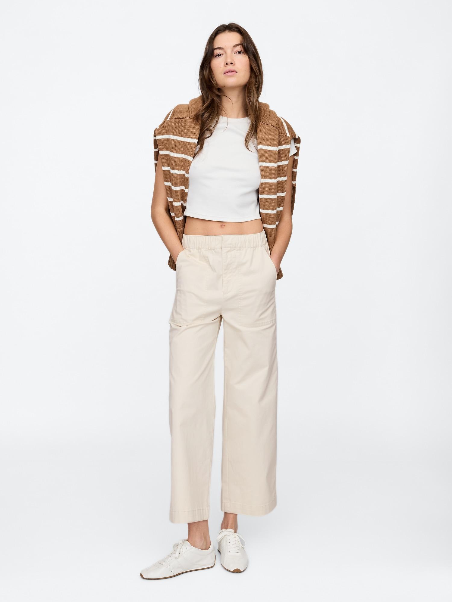 high rise easy stripe wide-leg khakis