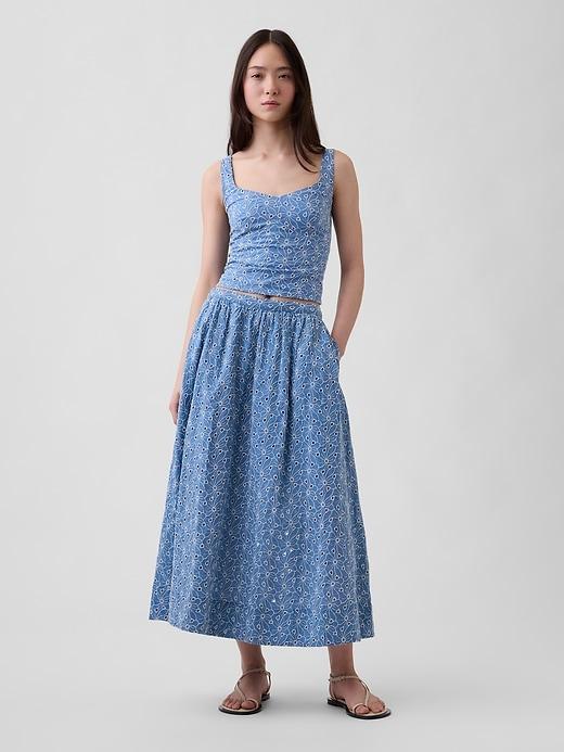 high rise eyelet maxi skirt
