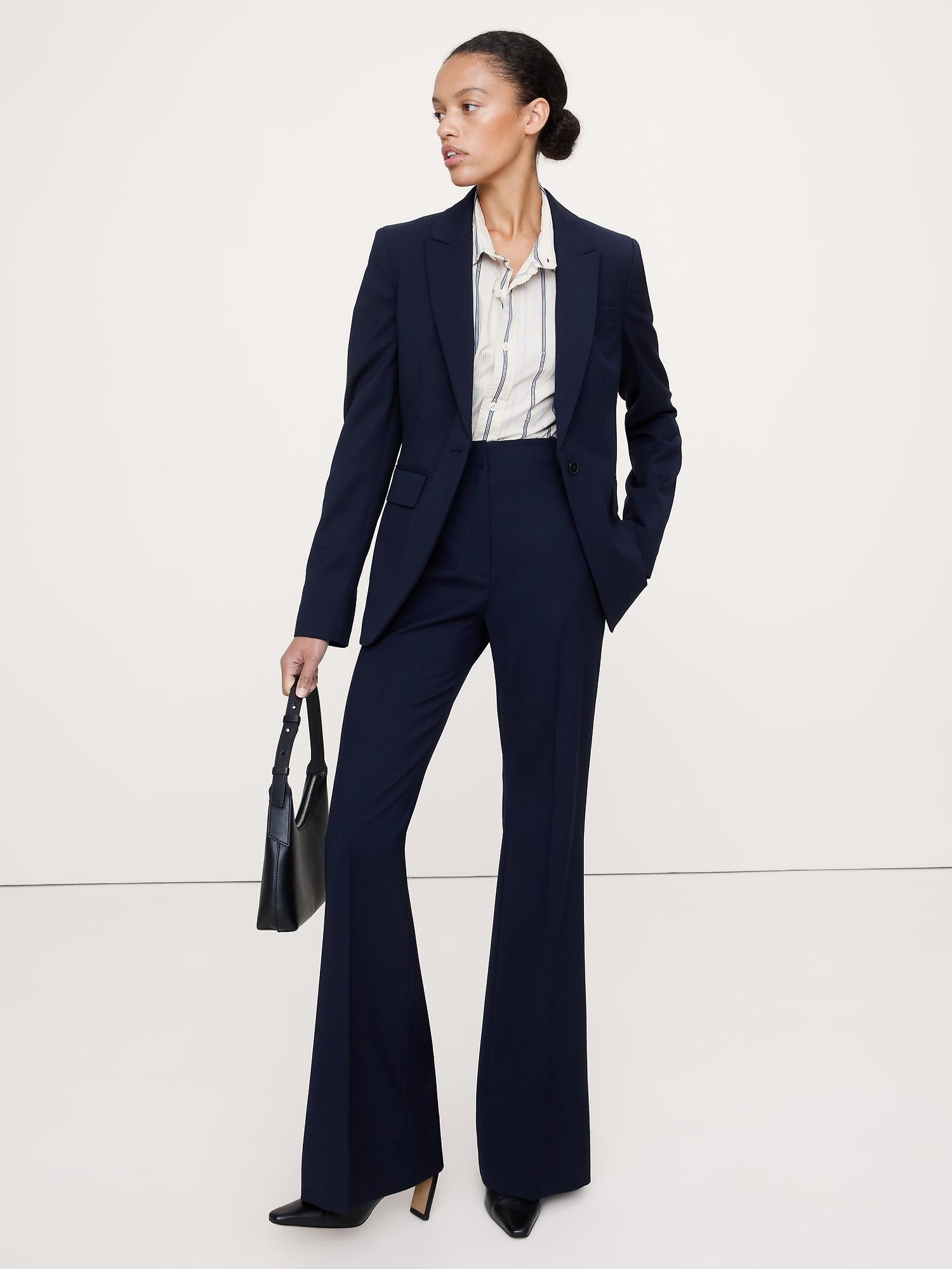 high-rise flare italian wool pant