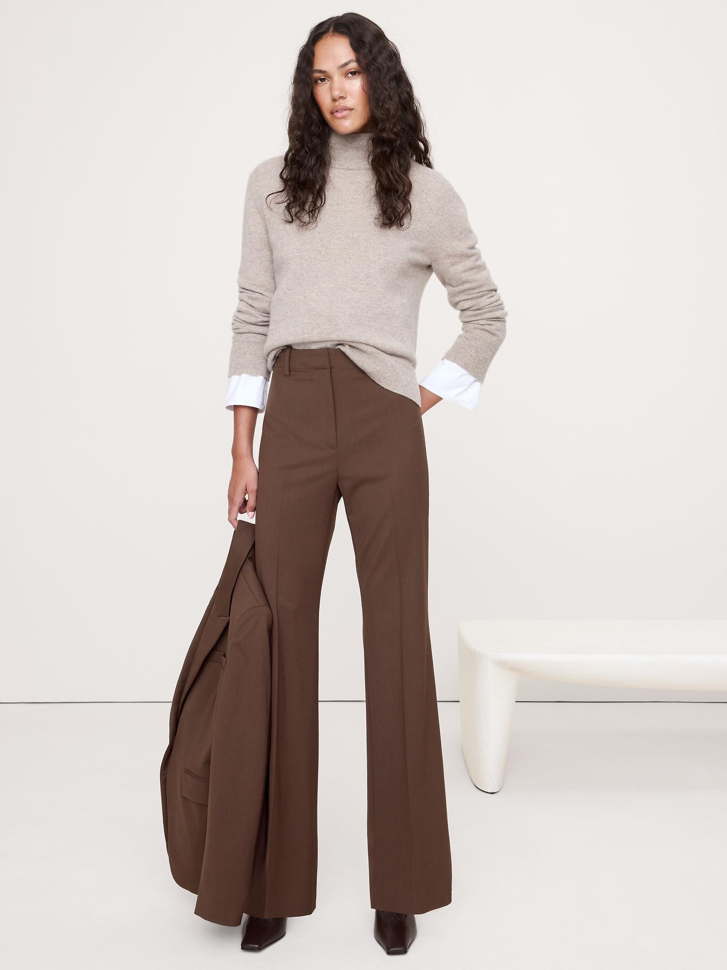 high-rise flare italian wool pant