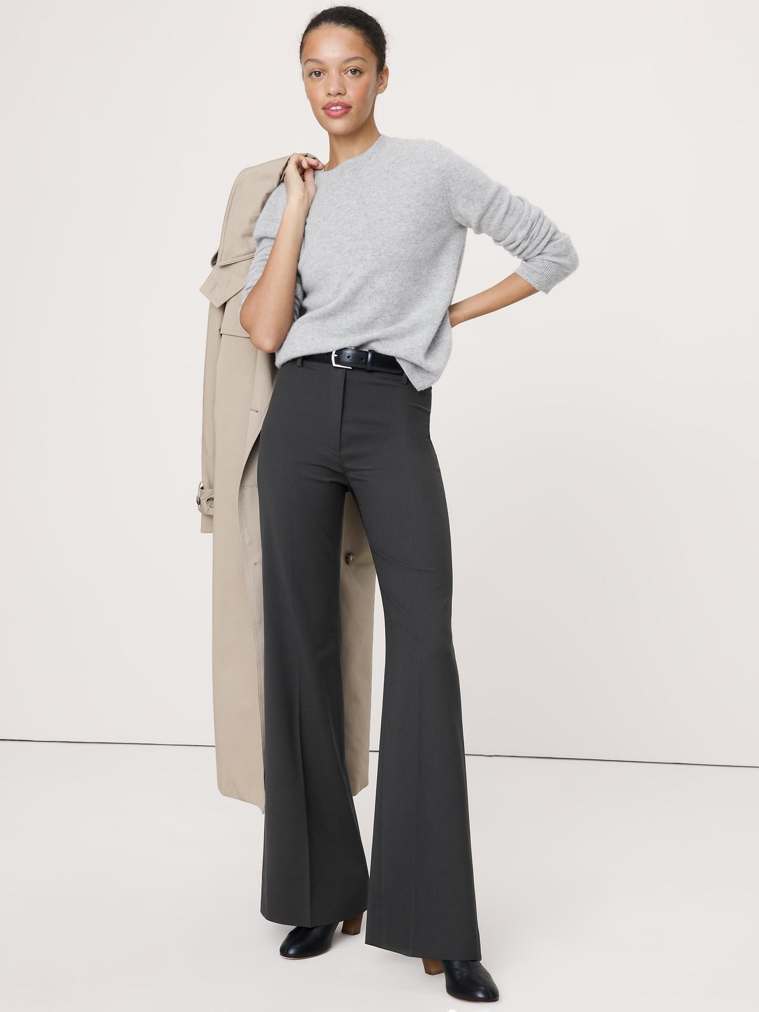 high-rise flare italian wool pant