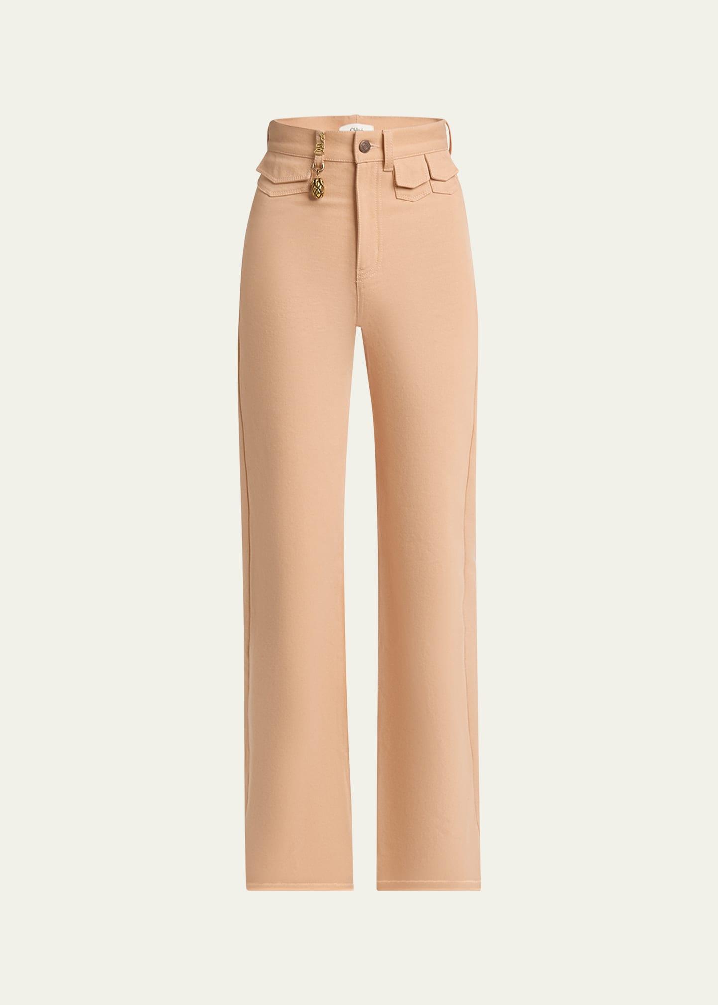 high rise flared jeans, pink
