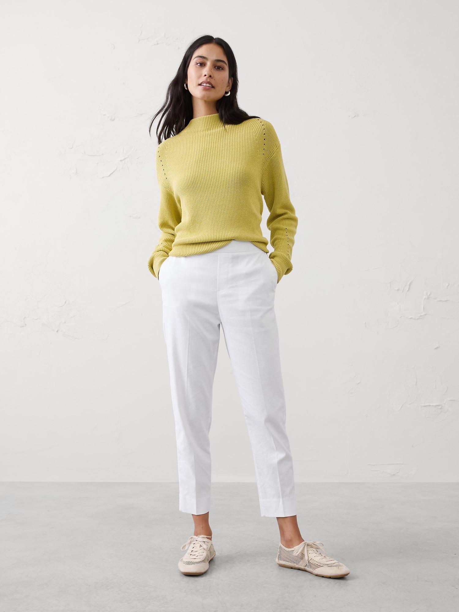 high-rise linen-blend taper pant