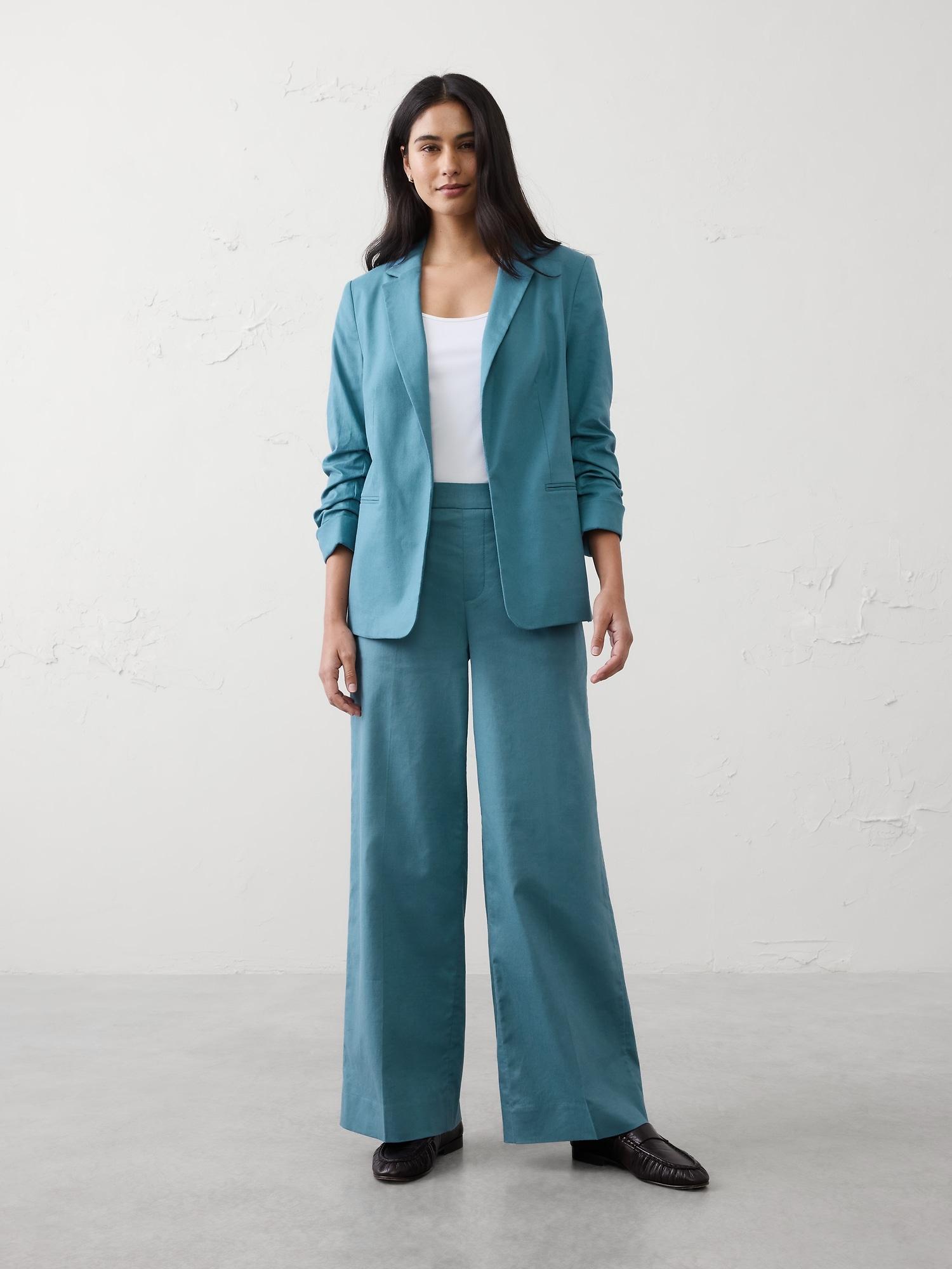 high-rise linen-blend wide-leg pant