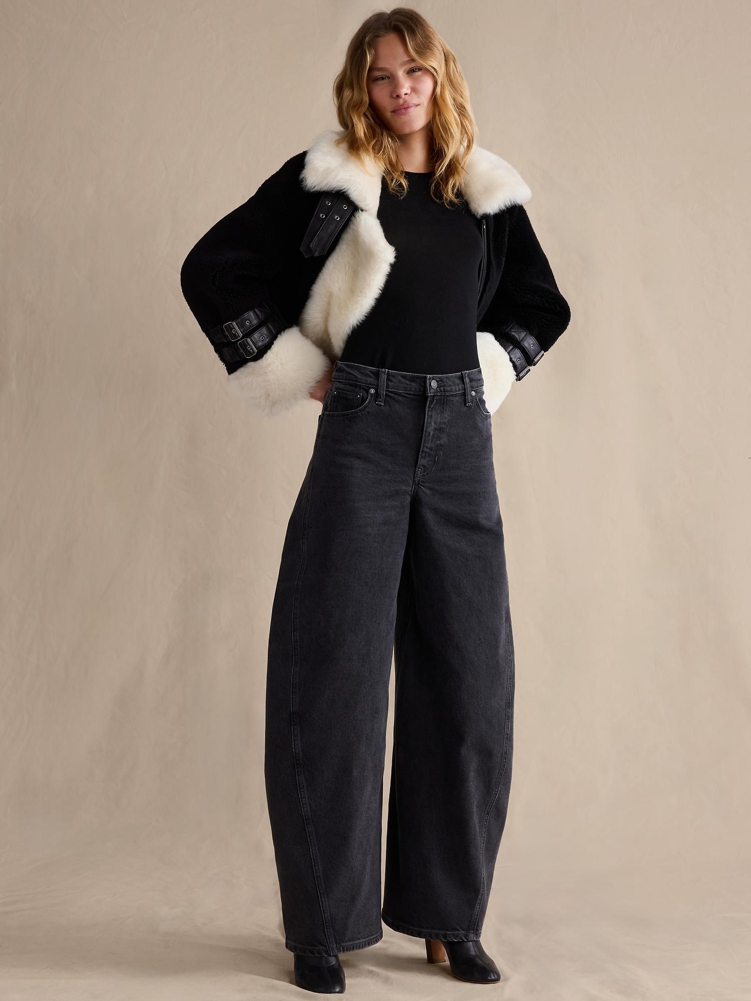 high-rise loose barrel jean