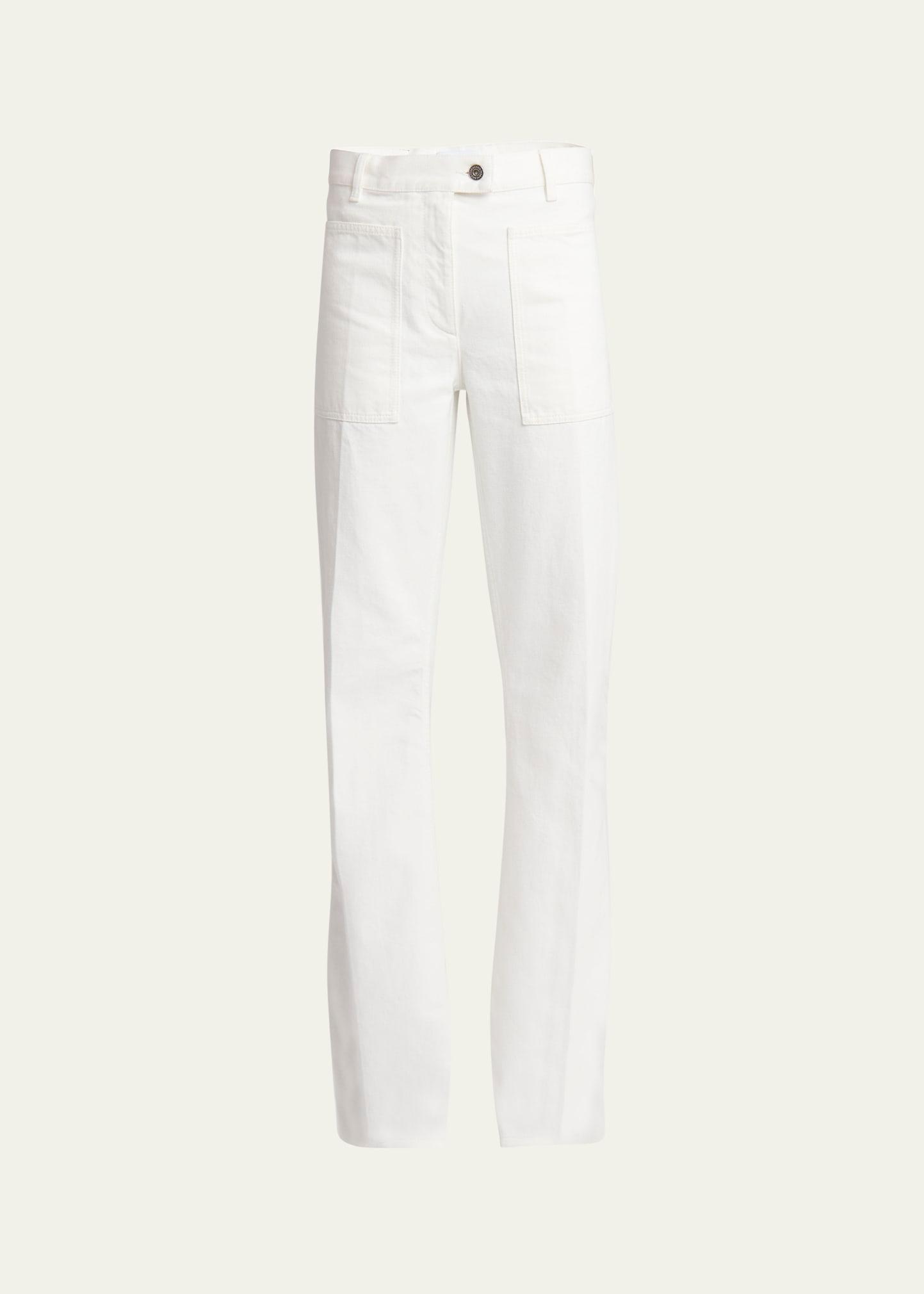 high-rise midweight denim straight-leg pants
