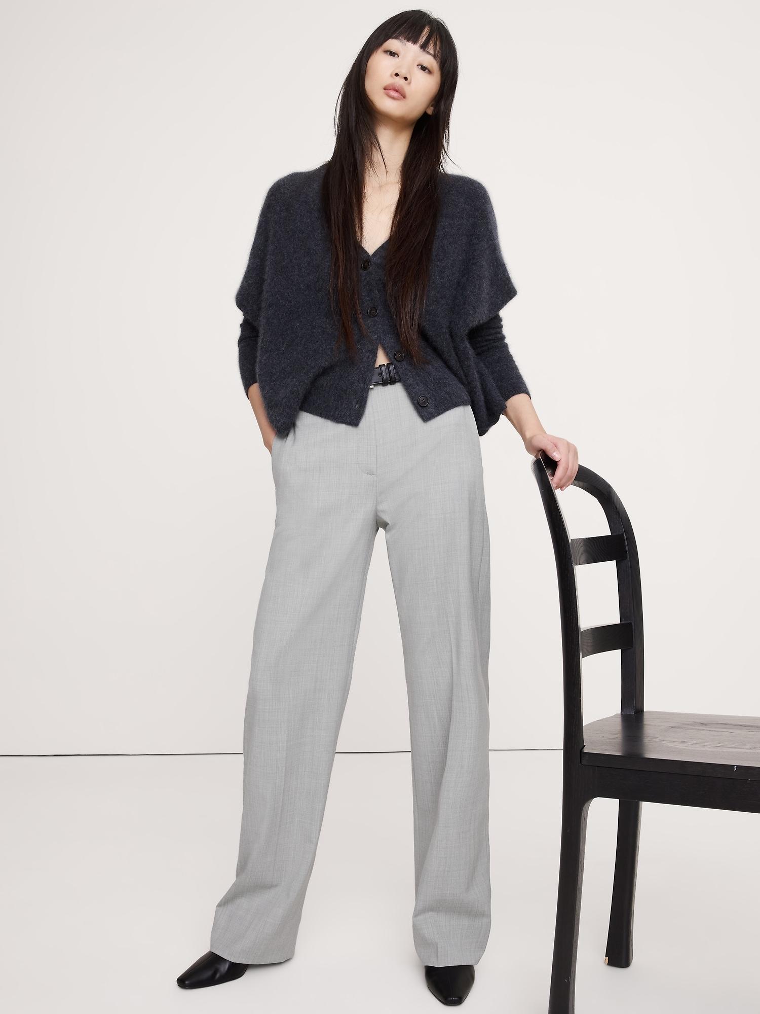 high-rise modern straight italian wool pant