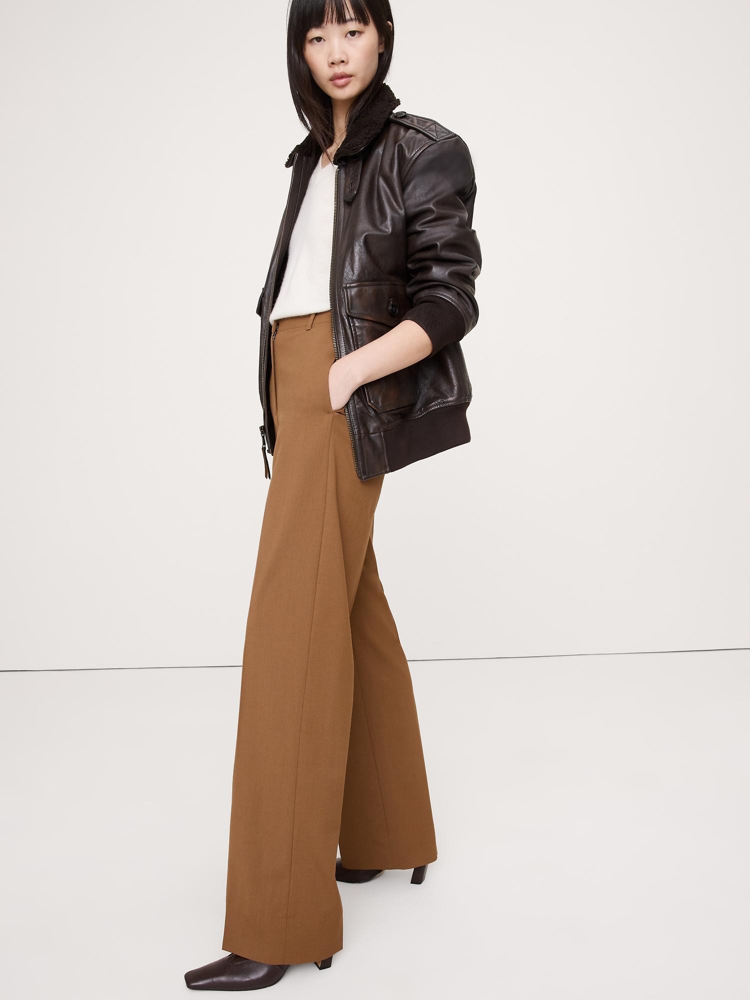 high-rise modern straight italian wool pant