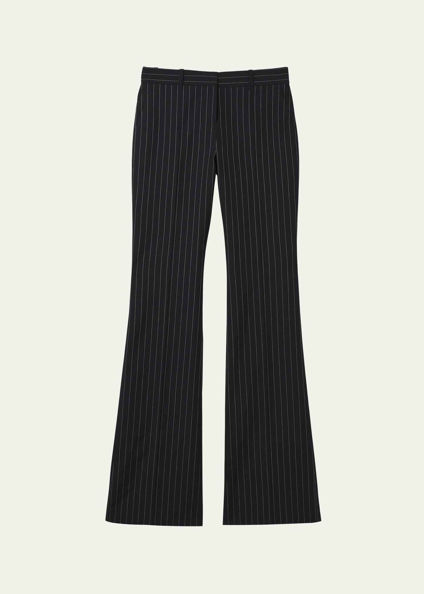 high-rise pinstripe flared trousers