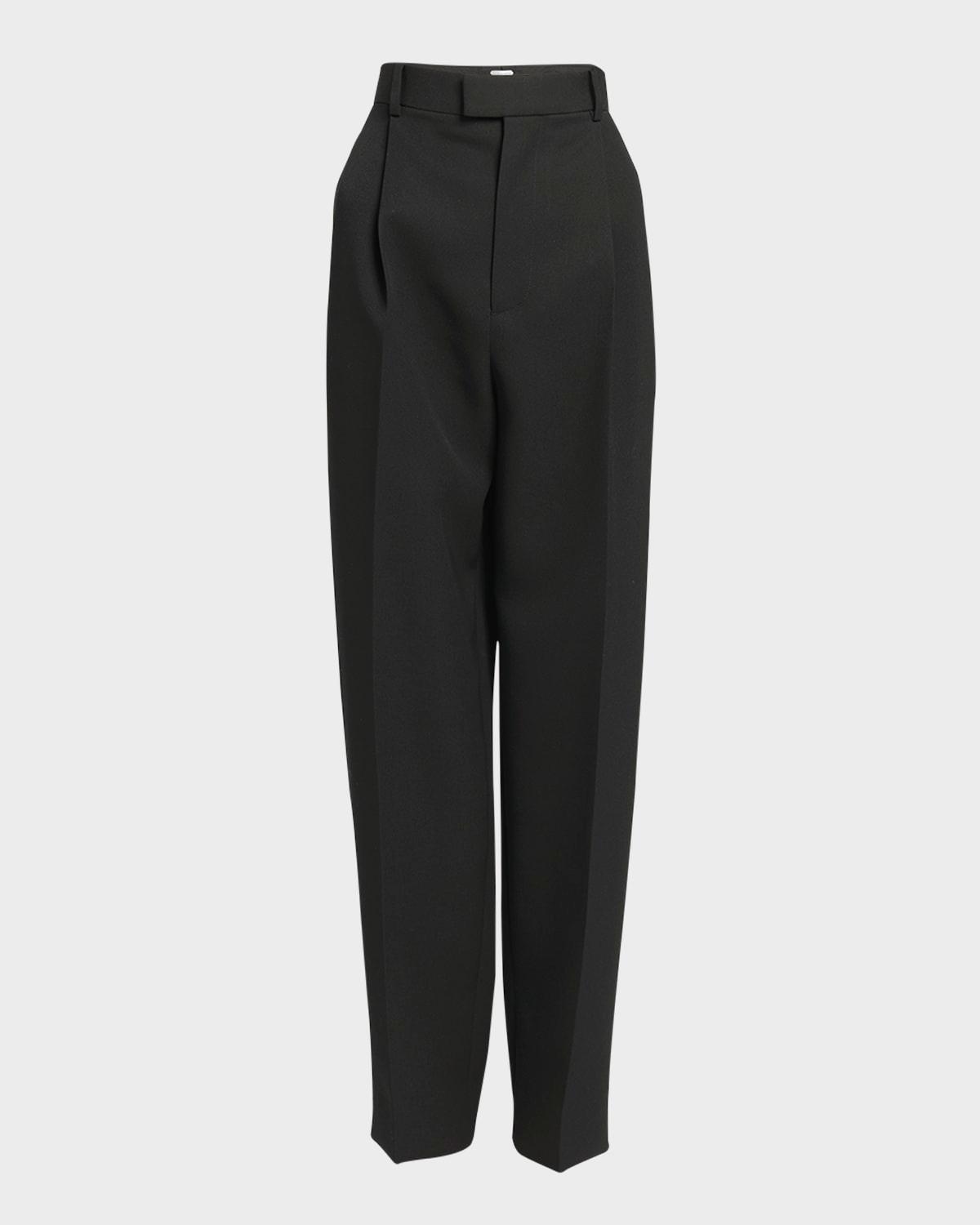 high-rise pleated straight-leg trousers