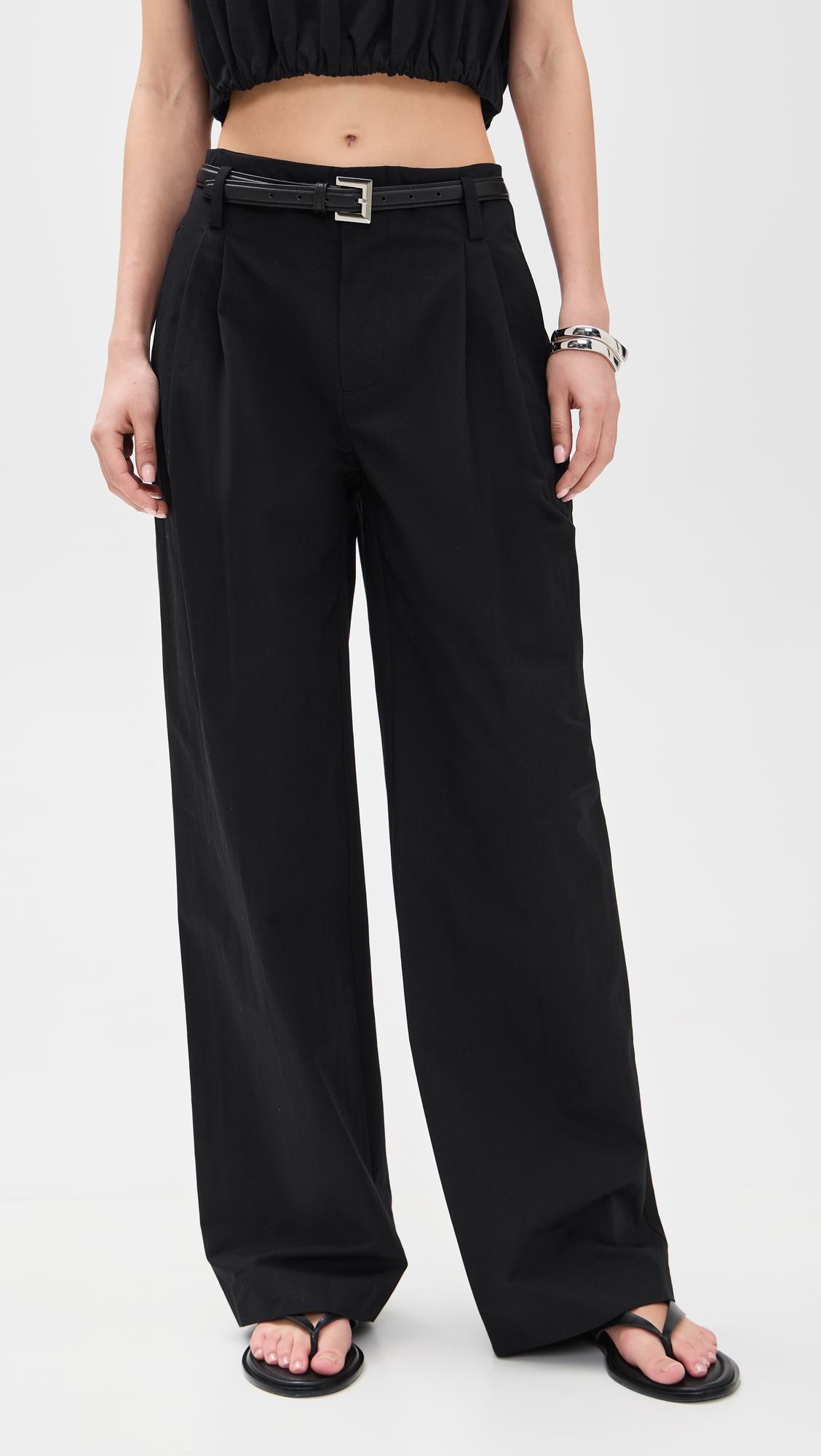 high rise pleated wide leg trousers