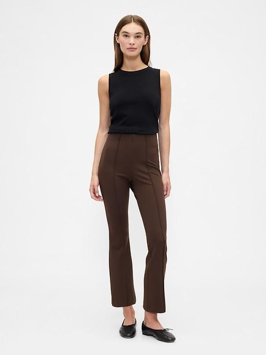 high rise ponte flare crop pants