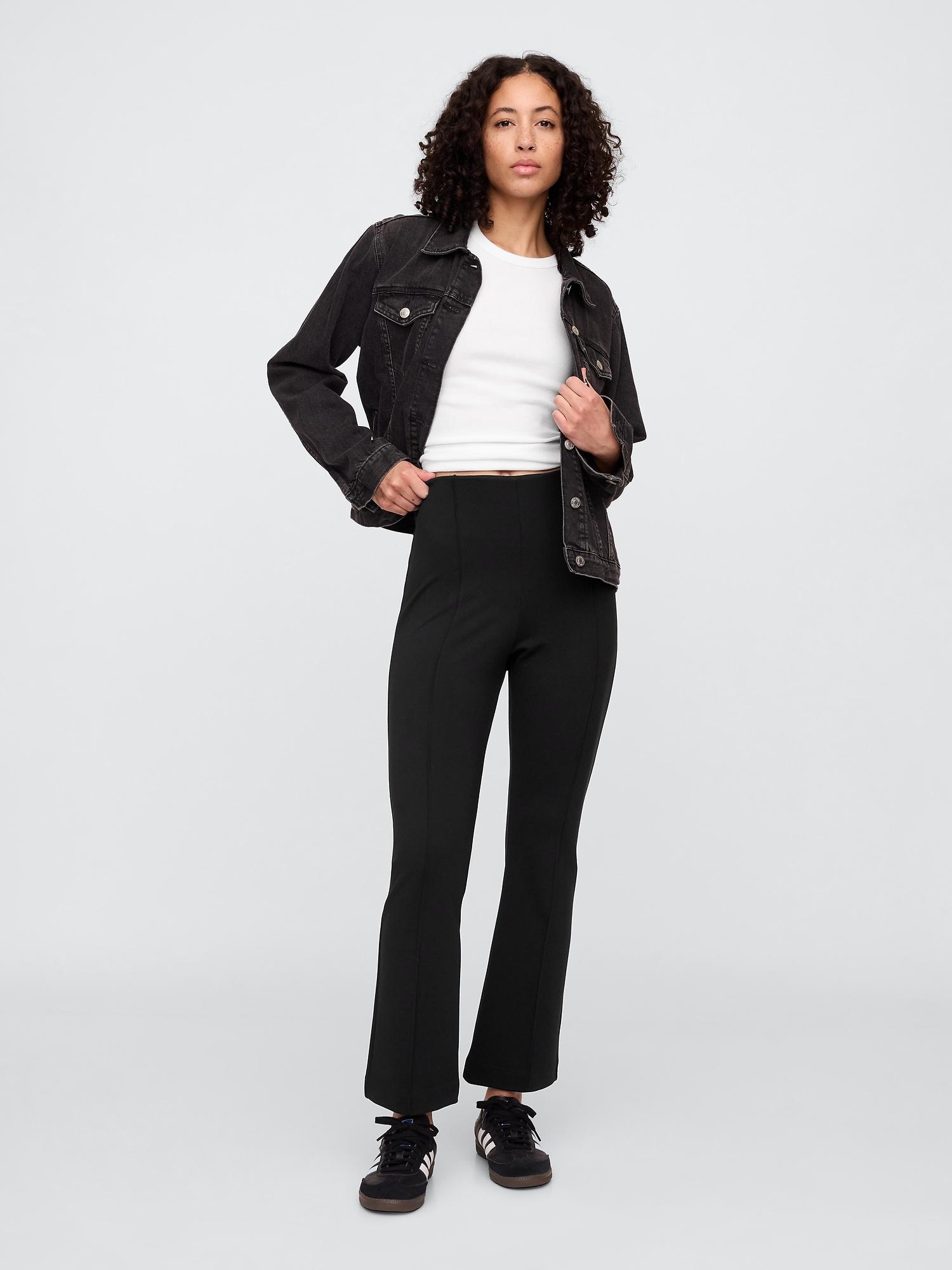 high rise ponte flare crop pants