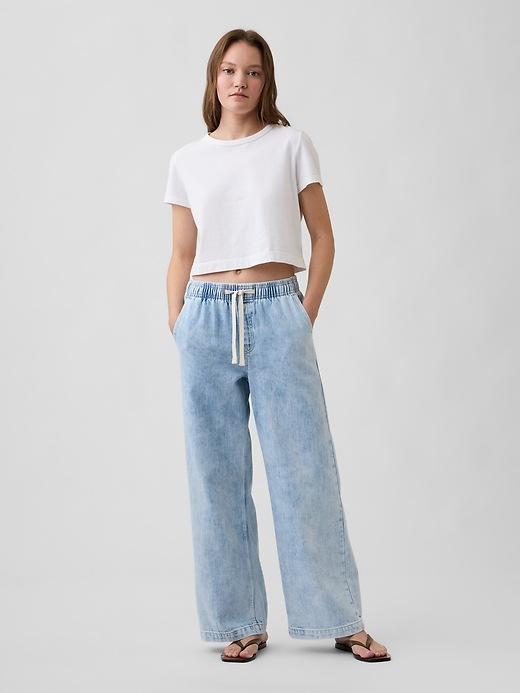 high rise pull-on wide-leg jeans