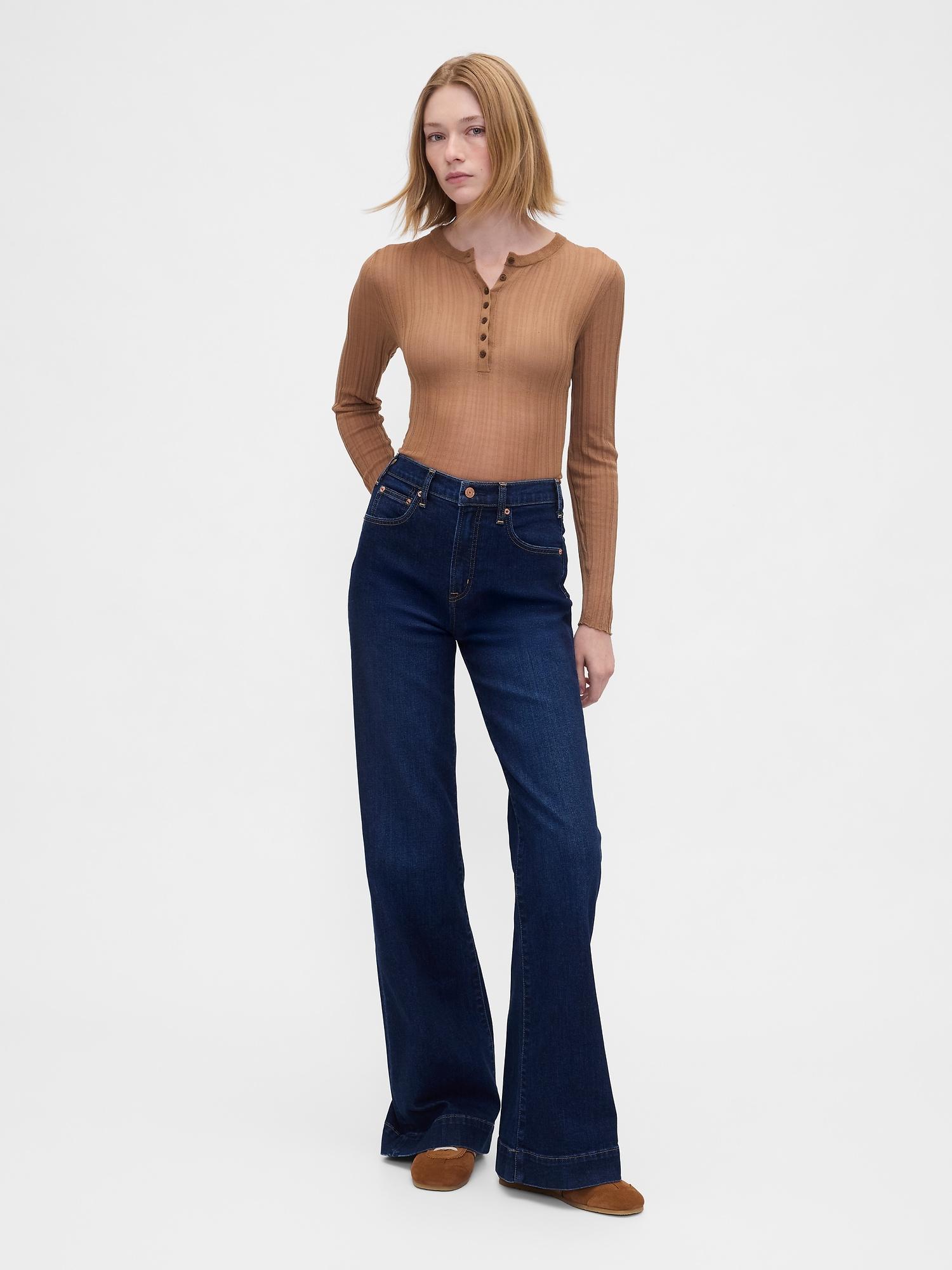 high rise relaxed flare jeans