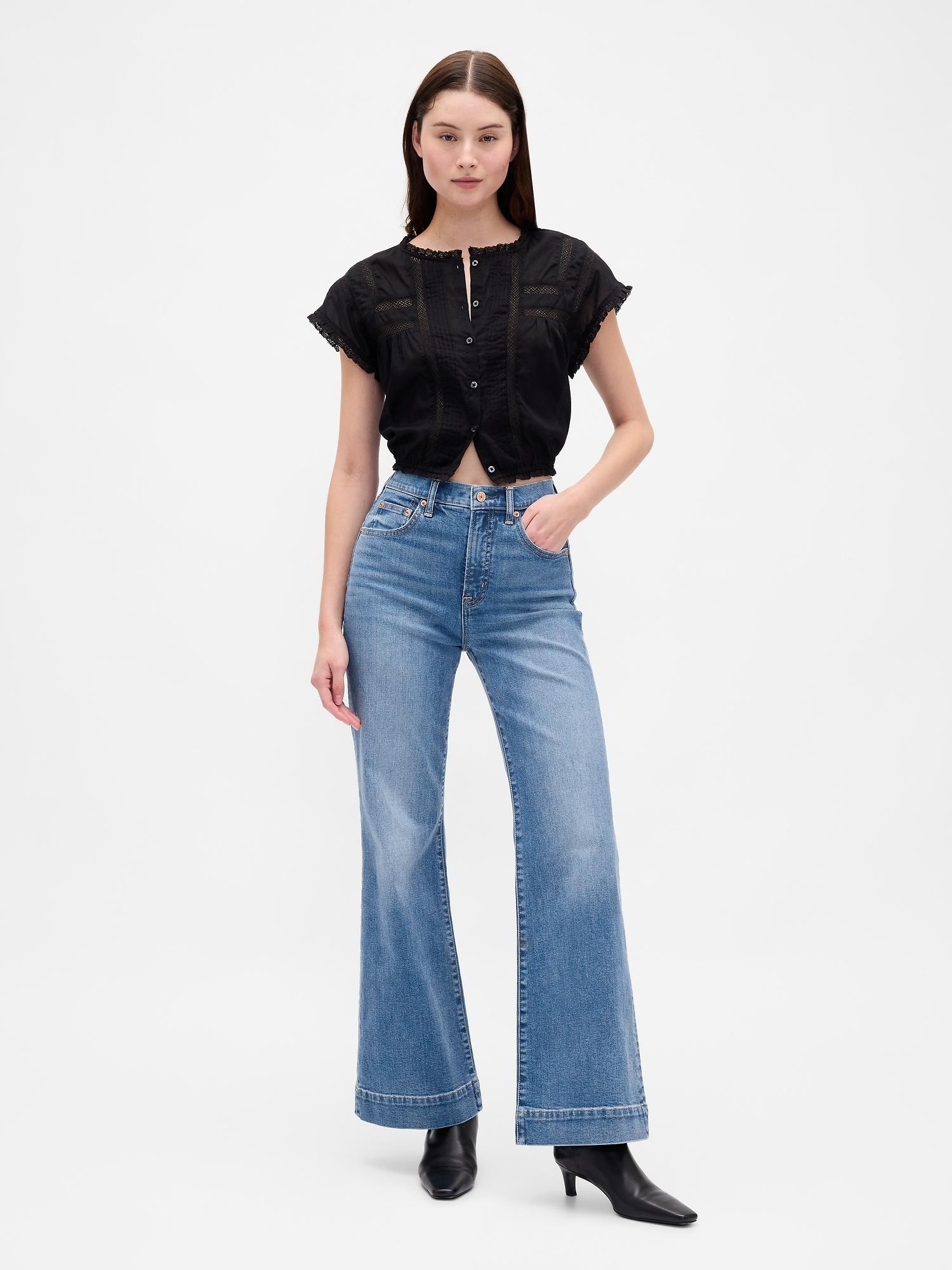 high rise relaxed flare jeans