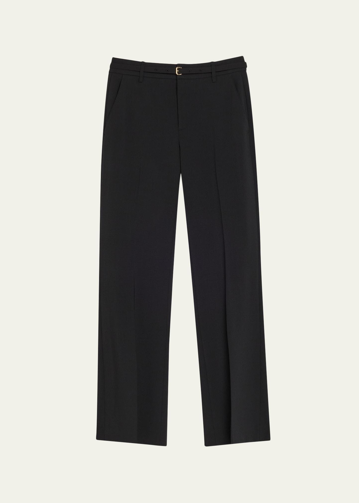 high-rise slim flare pants with belt