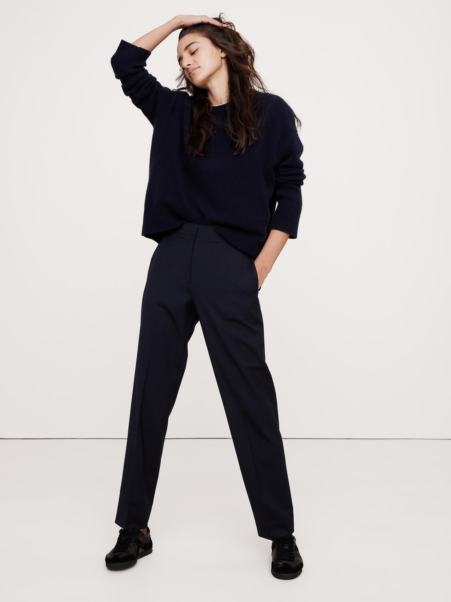 high-rise slim italian wool ankle pant