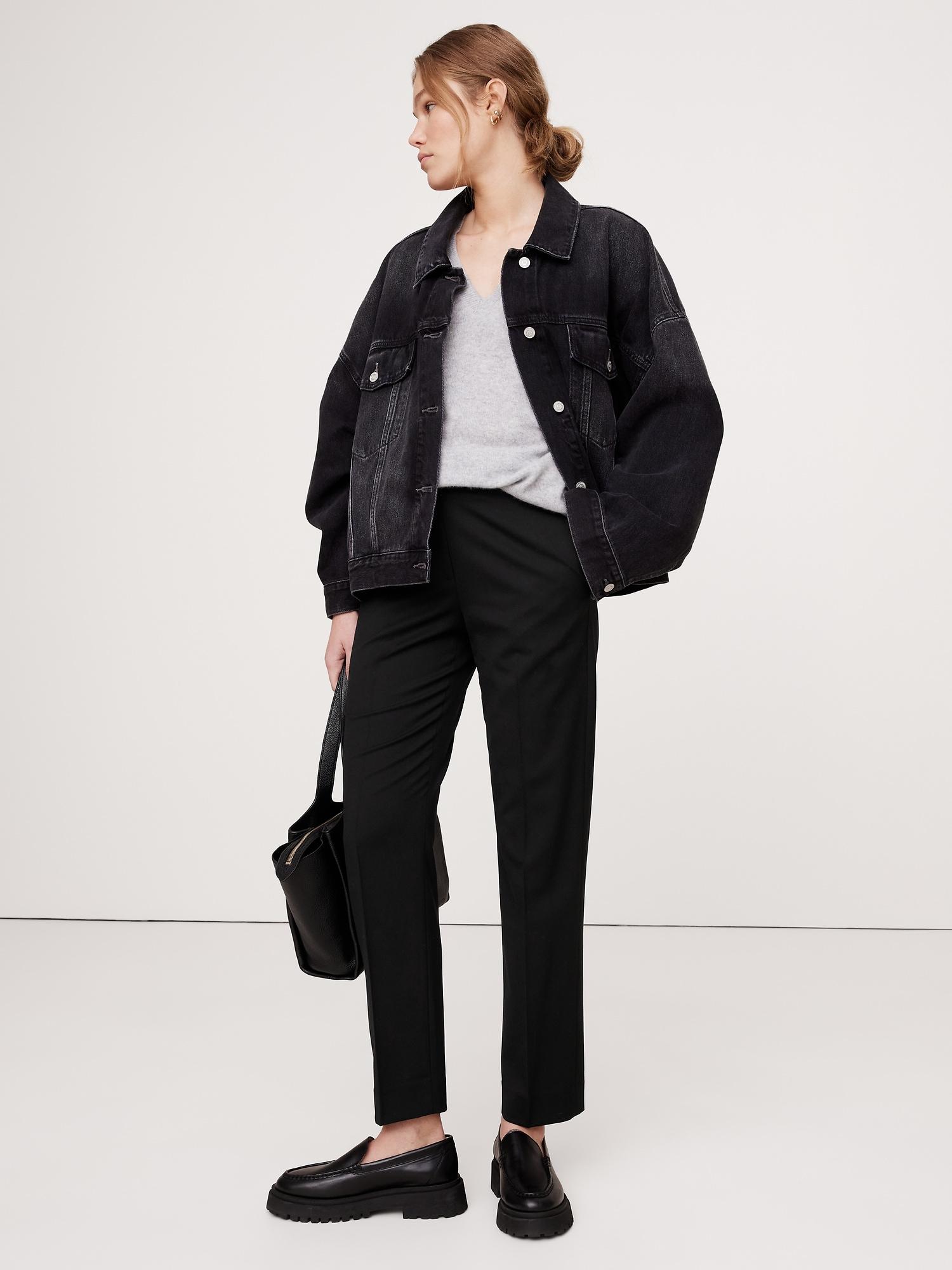 high-rise slim italian wool ankle pant