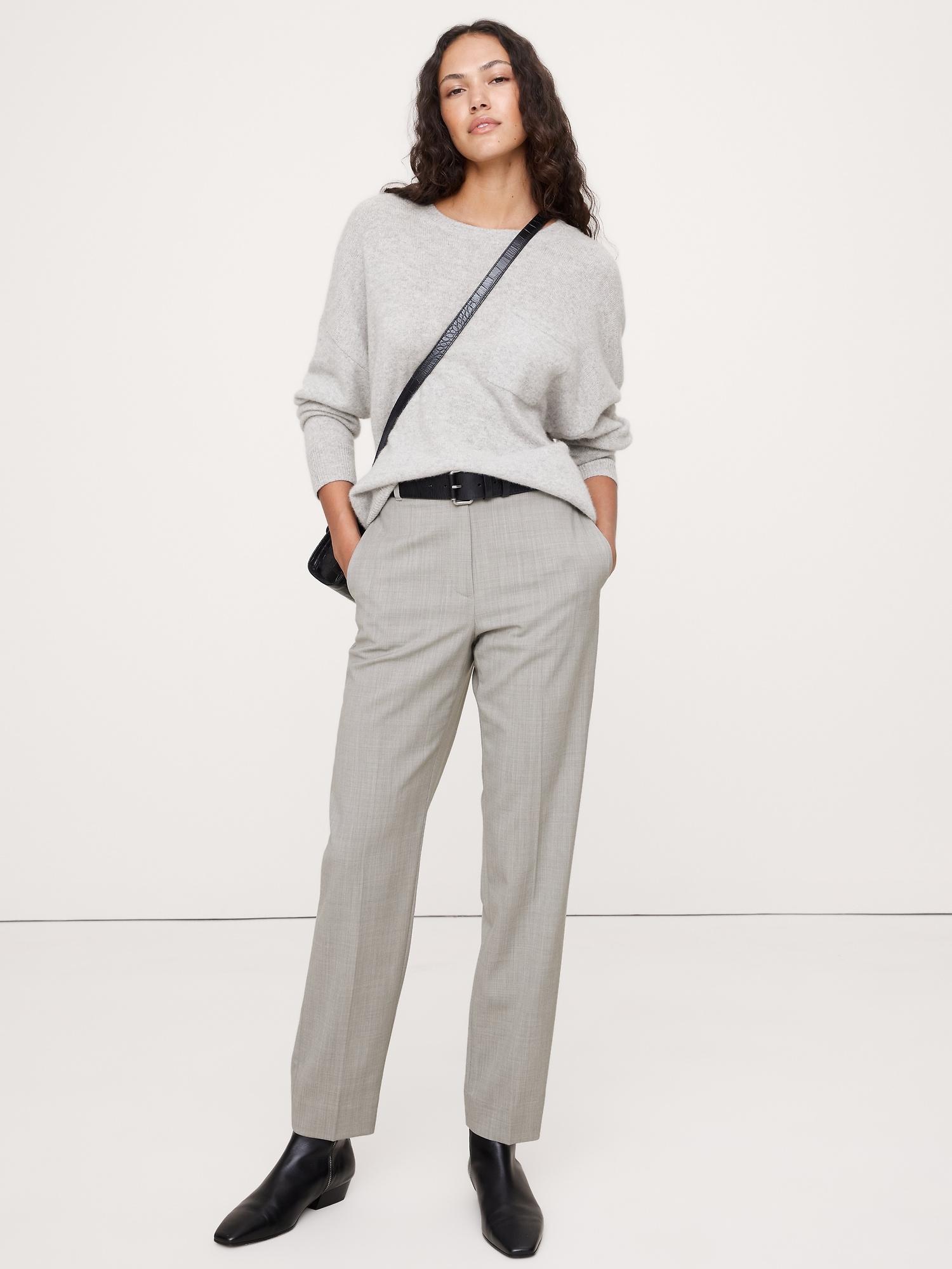 high-rise slim italian wool ankle pant