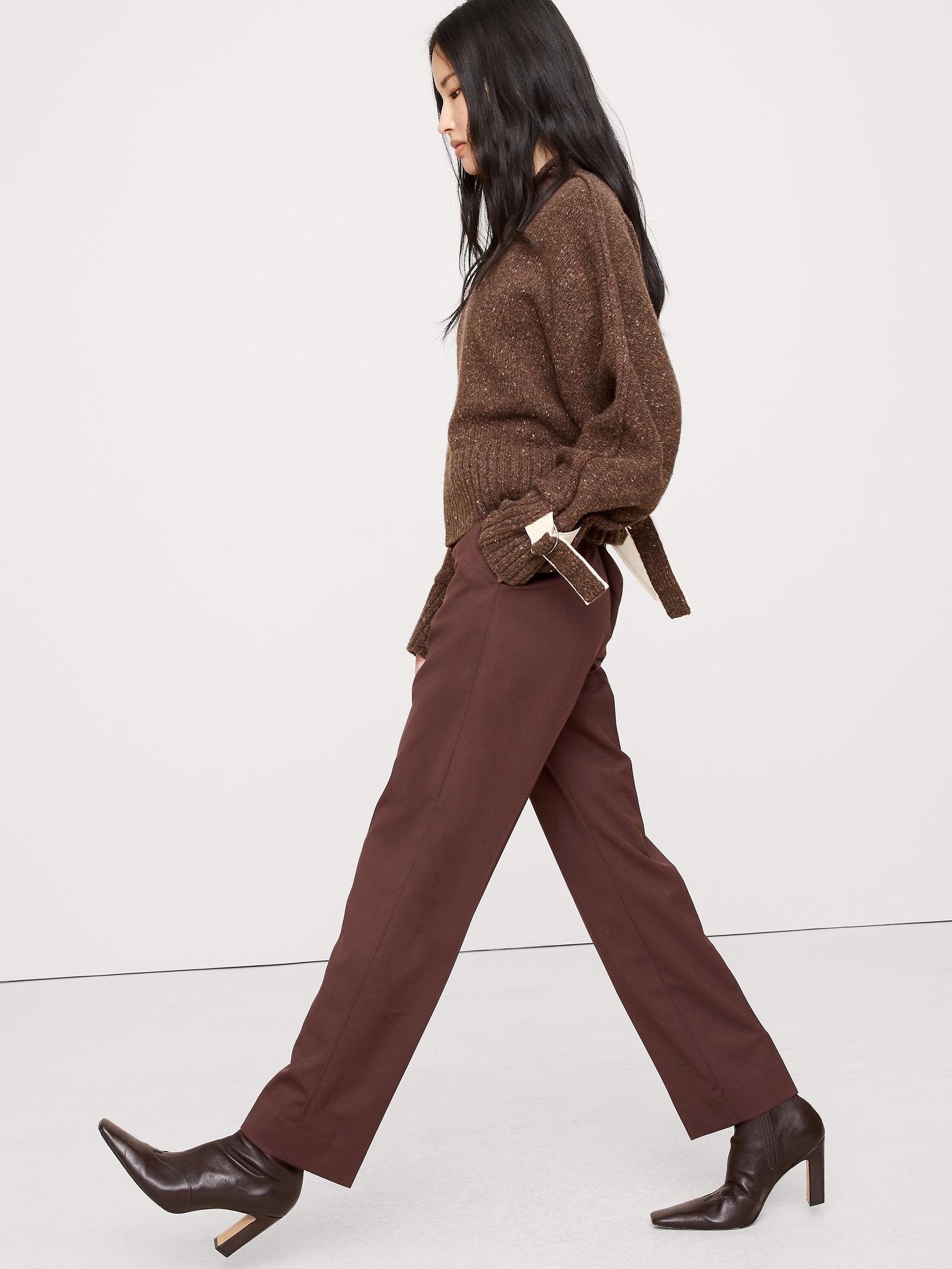 high-rise slim italian wool ankle pant