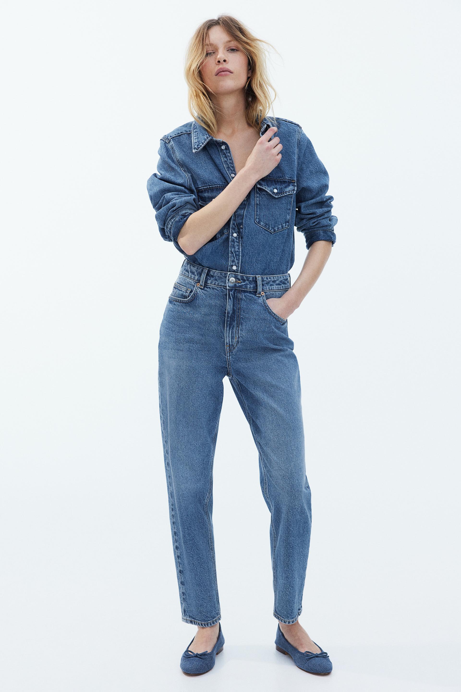 high rise slim leg mom jeans