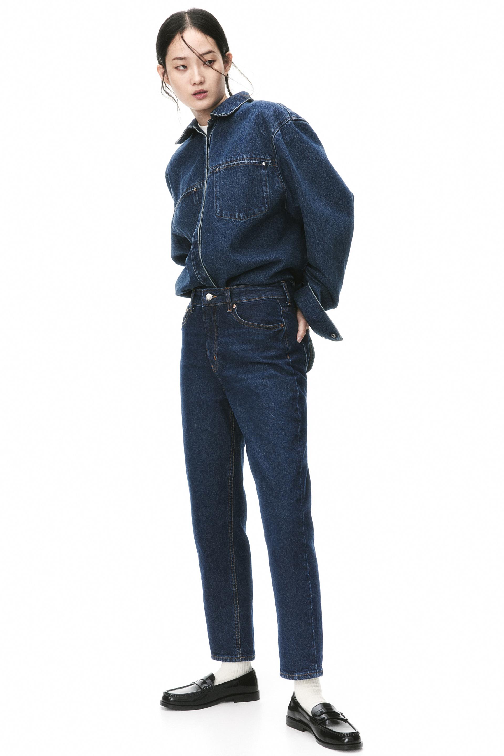 high rise slim leg mom jeans
