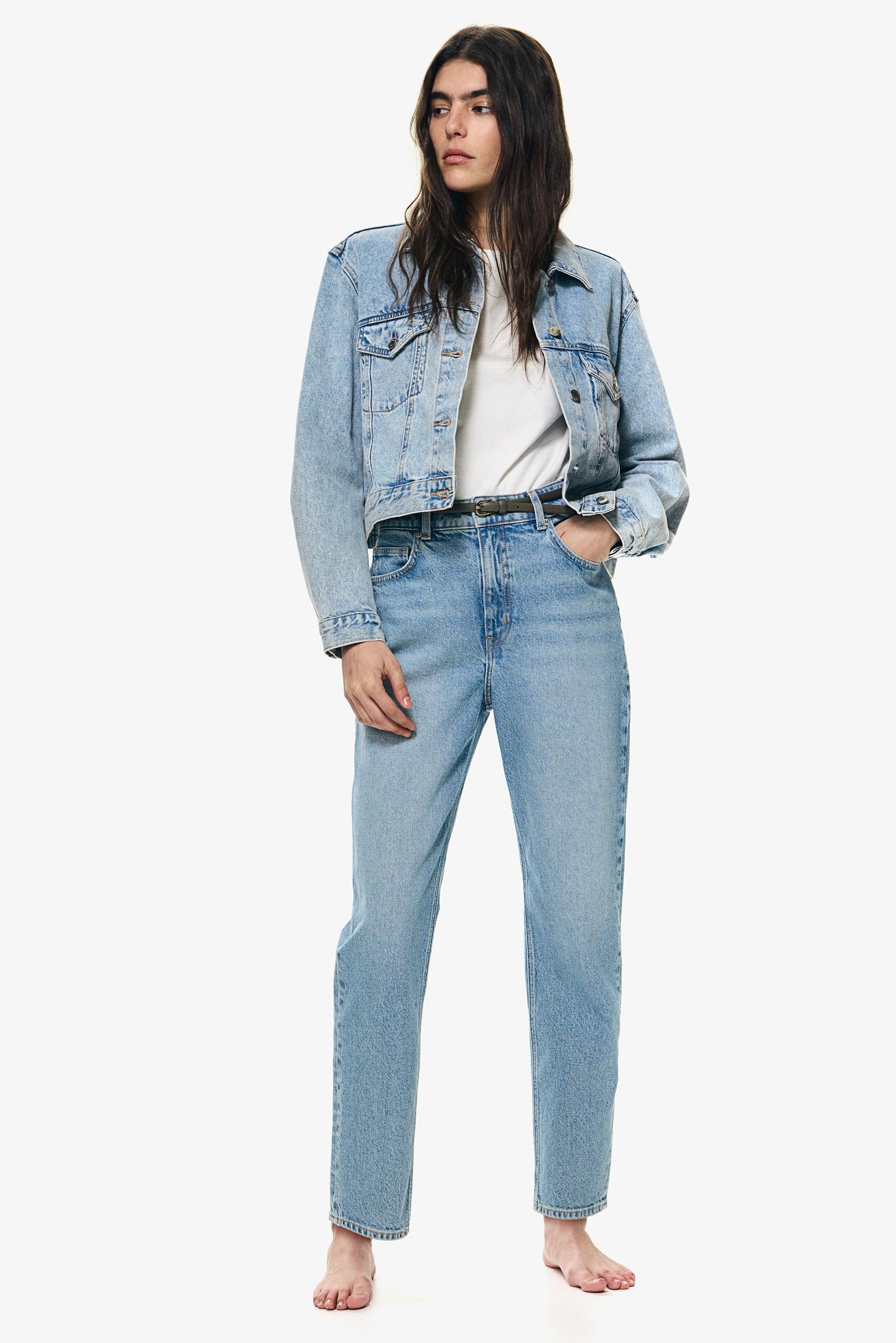 high rise slim leg mom jeans