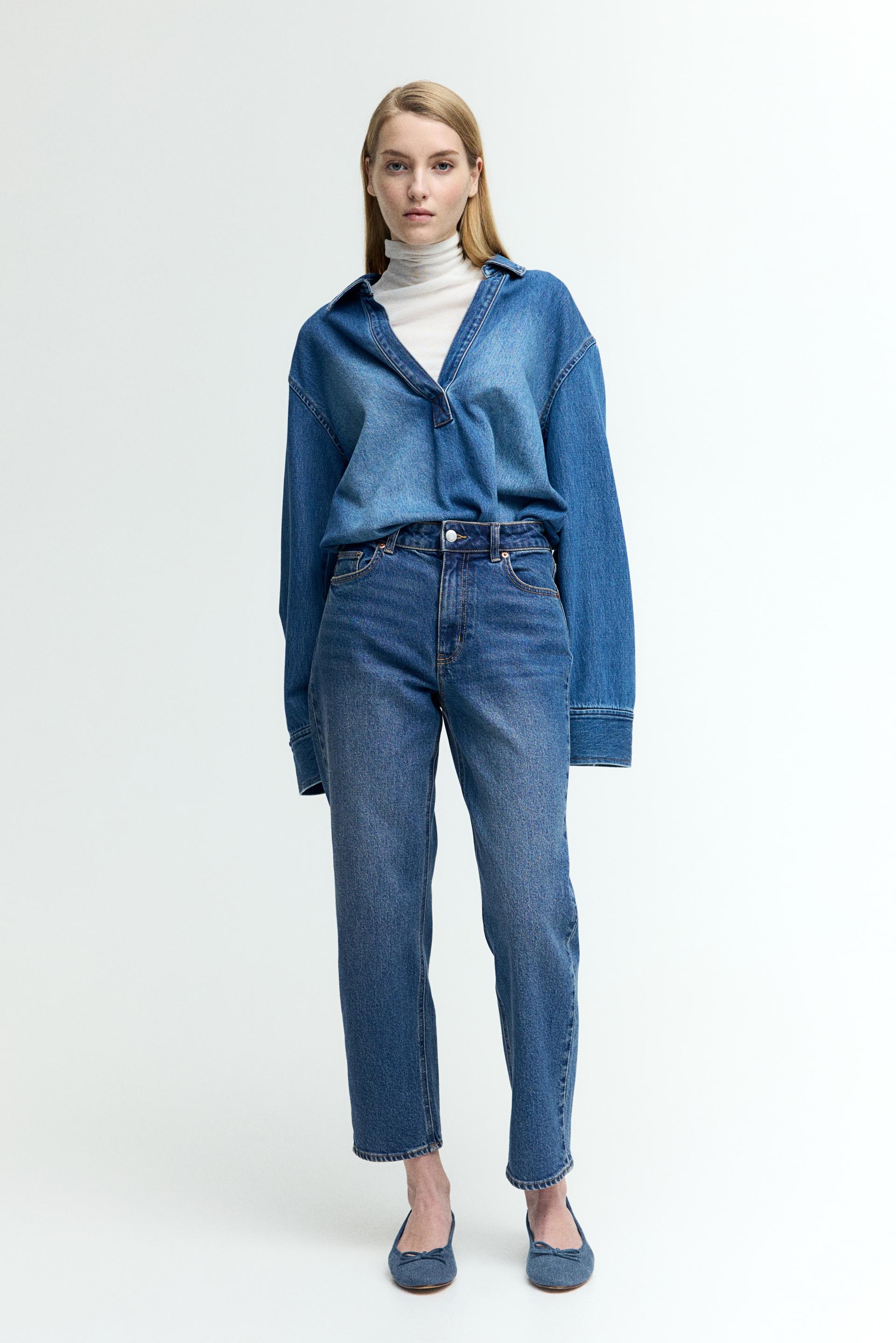 high rise slim straight ankle jeans