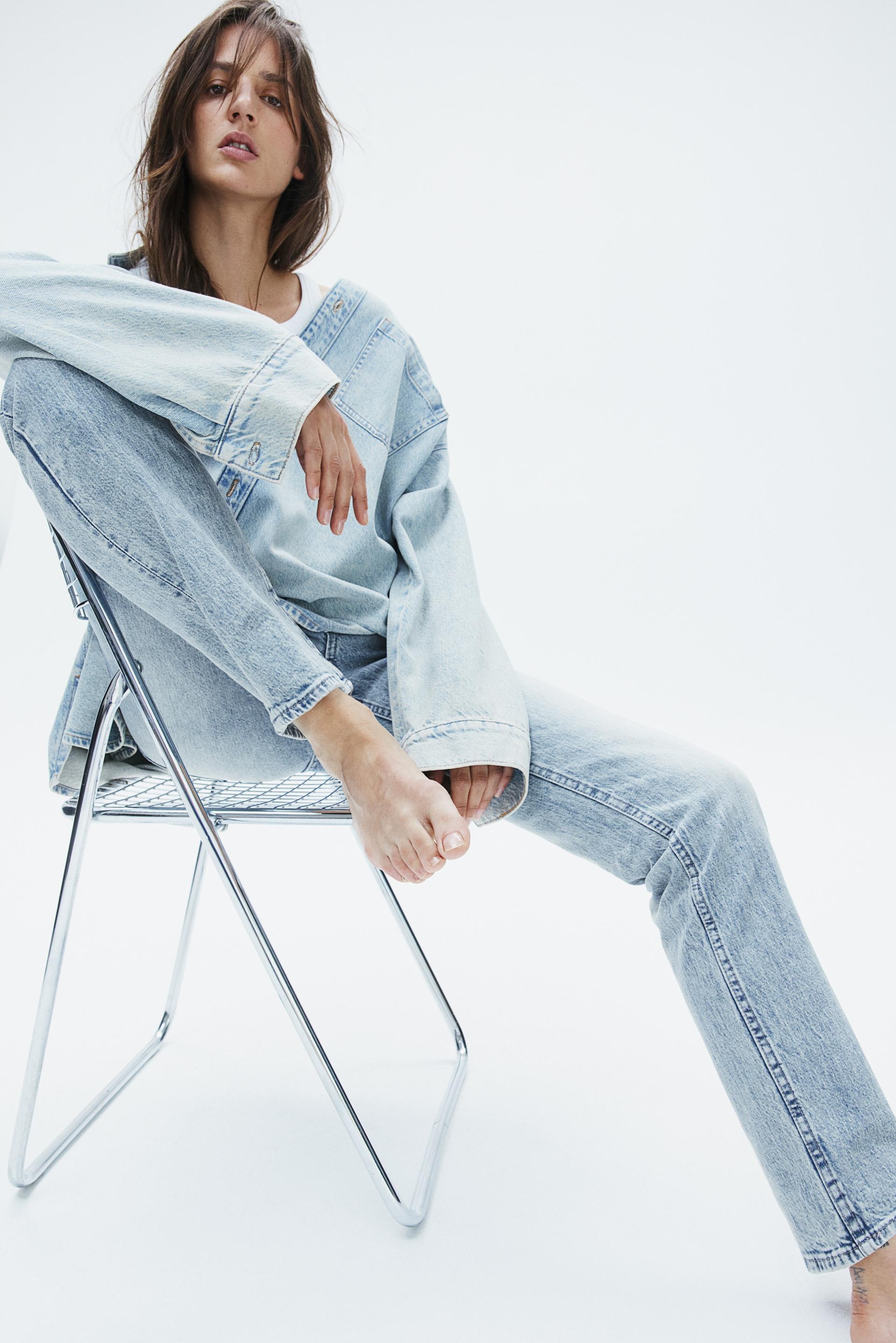 high rise slim straight leg jeans