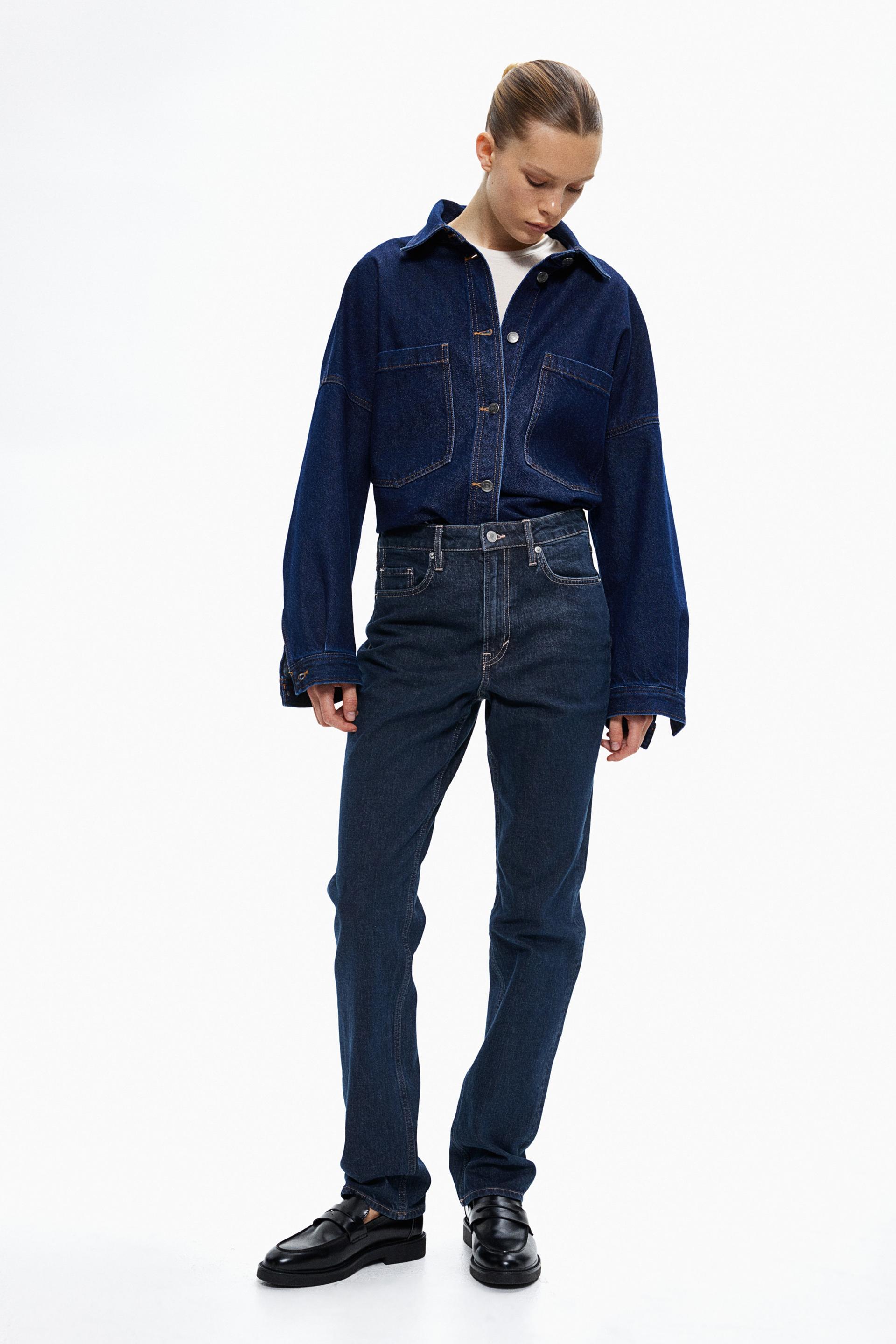 high rise slim straight leg jeans