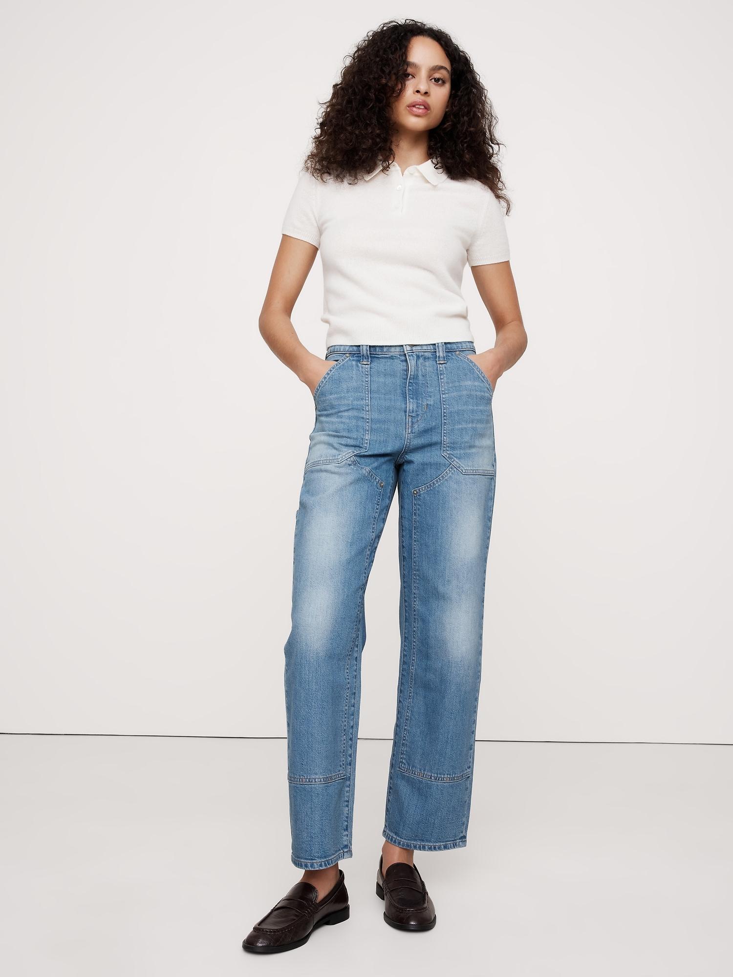 high-rise straight cargo jean
