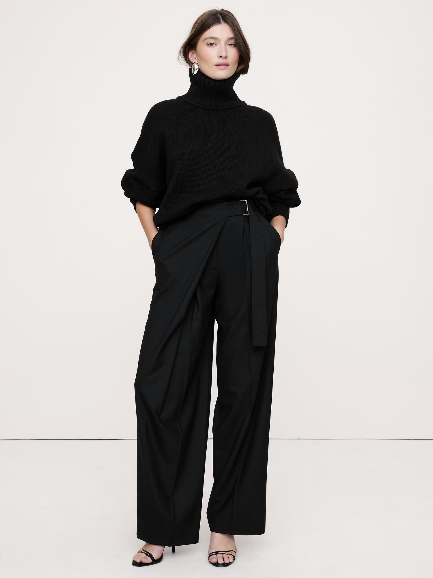 high-rise straight crossover flannel pant