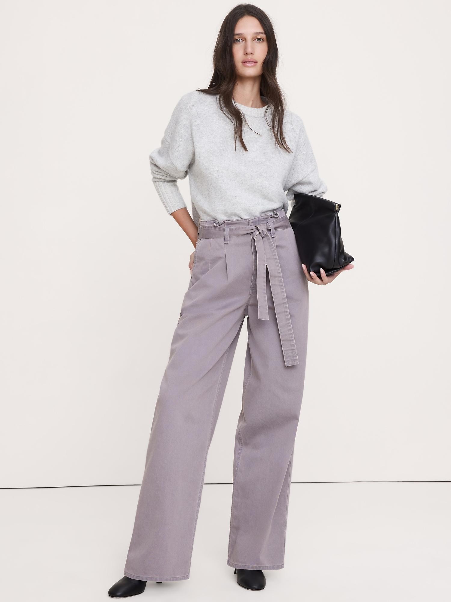 high-rise straight-leg paperbag pant
