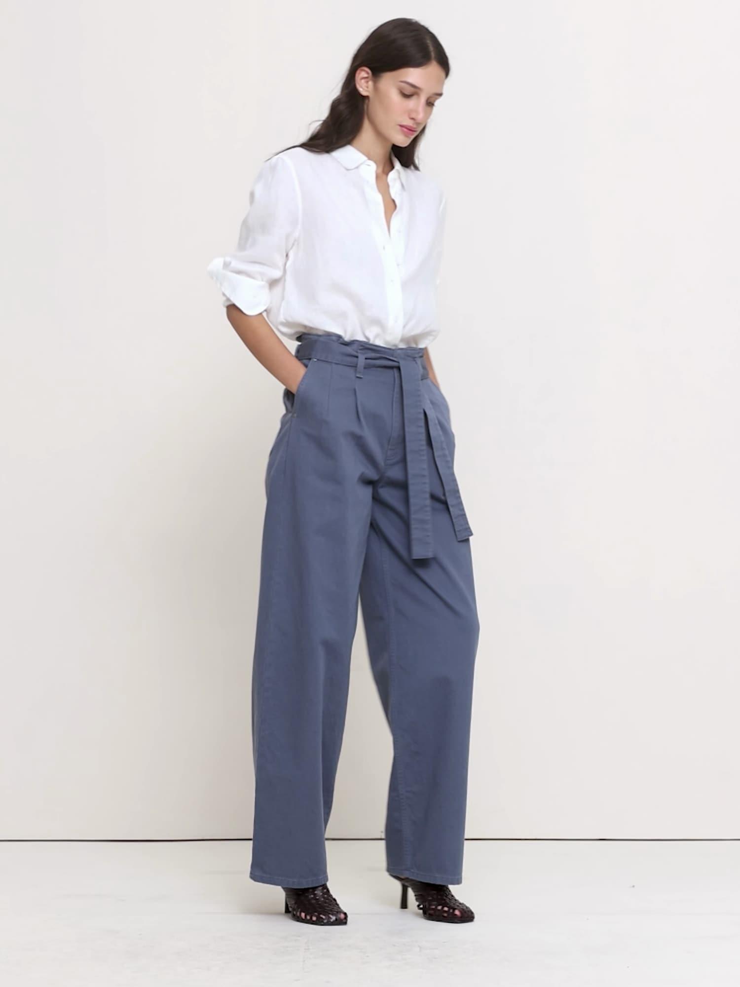 high-rise straight-leg paperbag pant