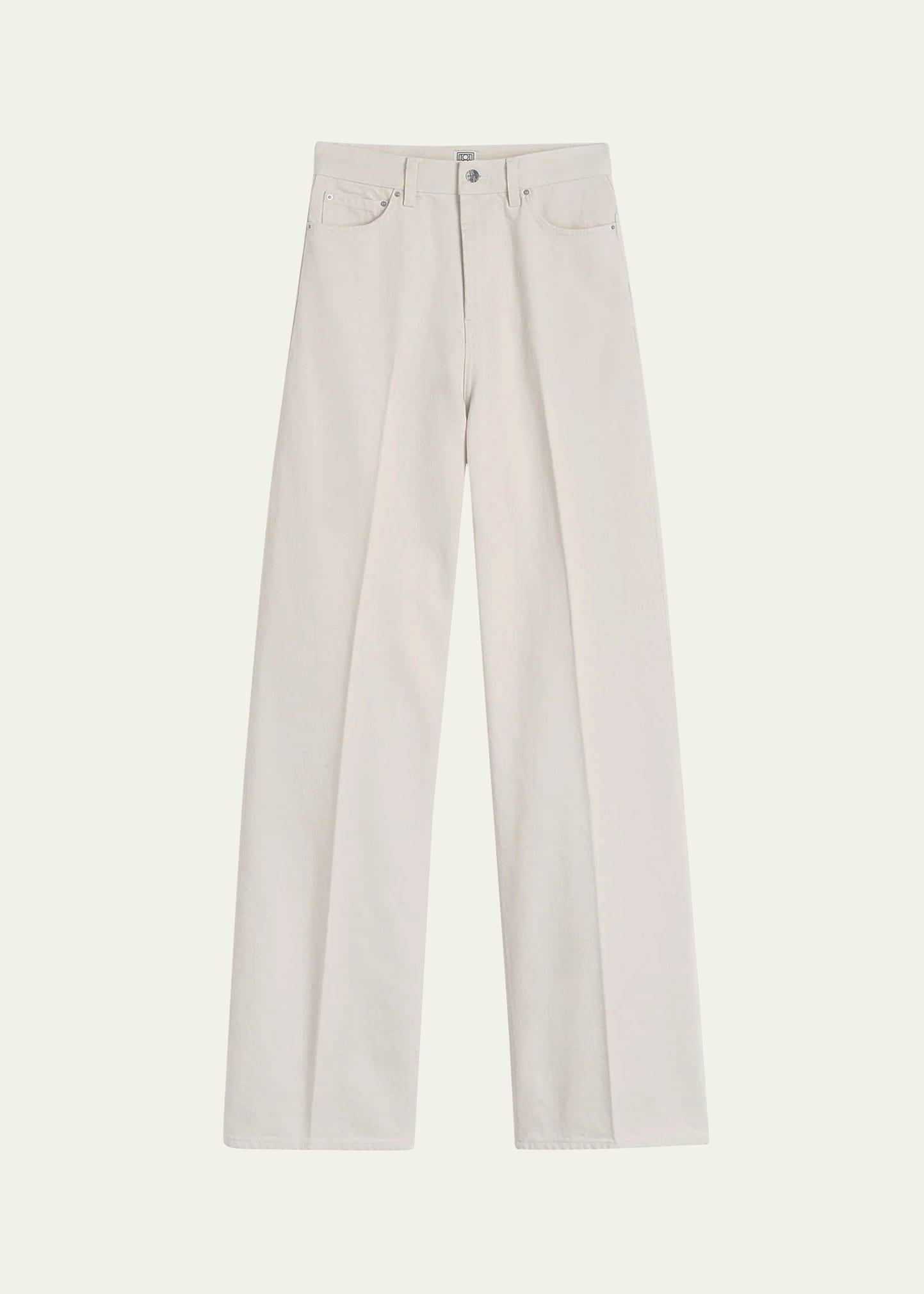 high-rise straight-leg press-creased denim jeans