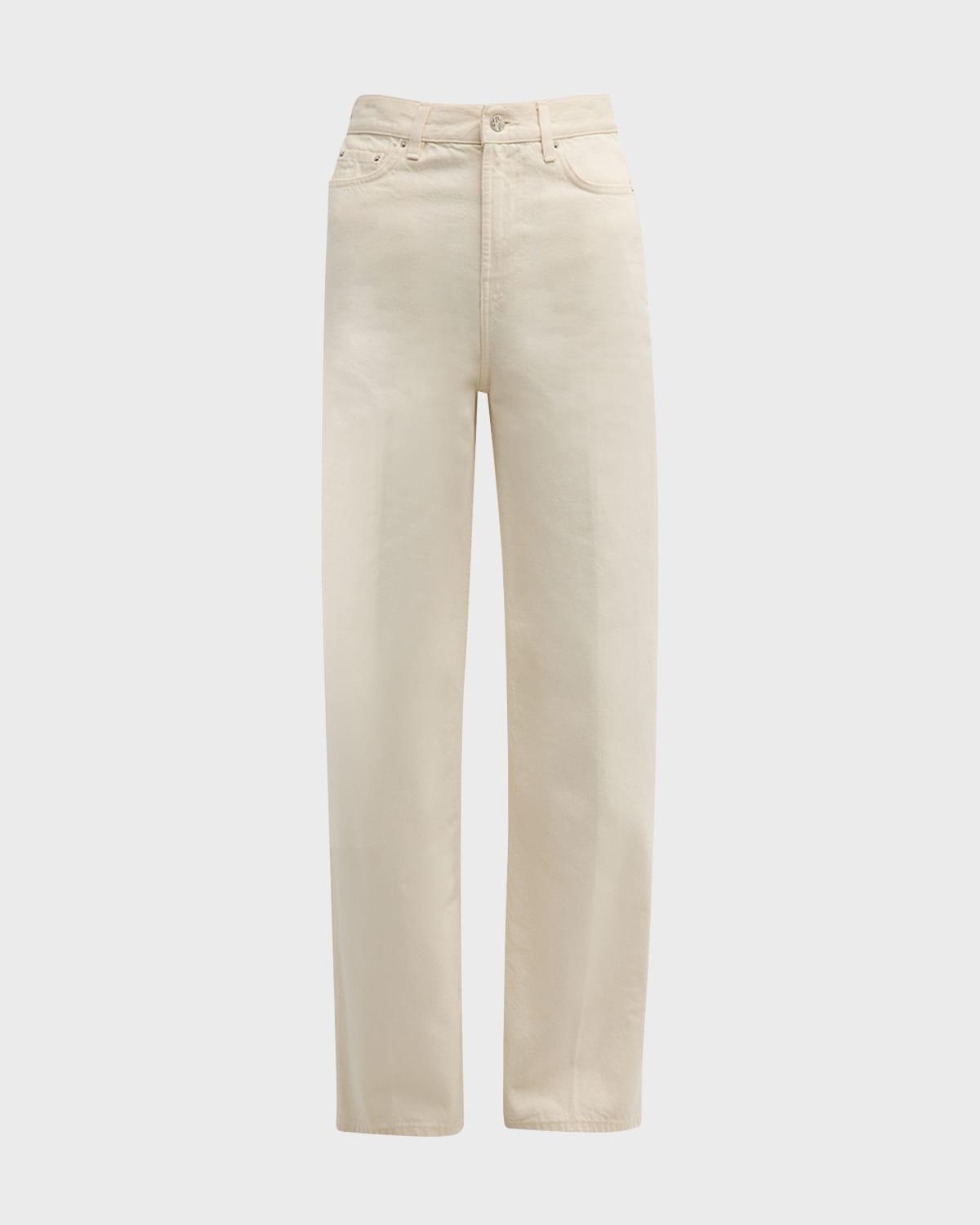 high-rise straight-leg press-creased denim jeans