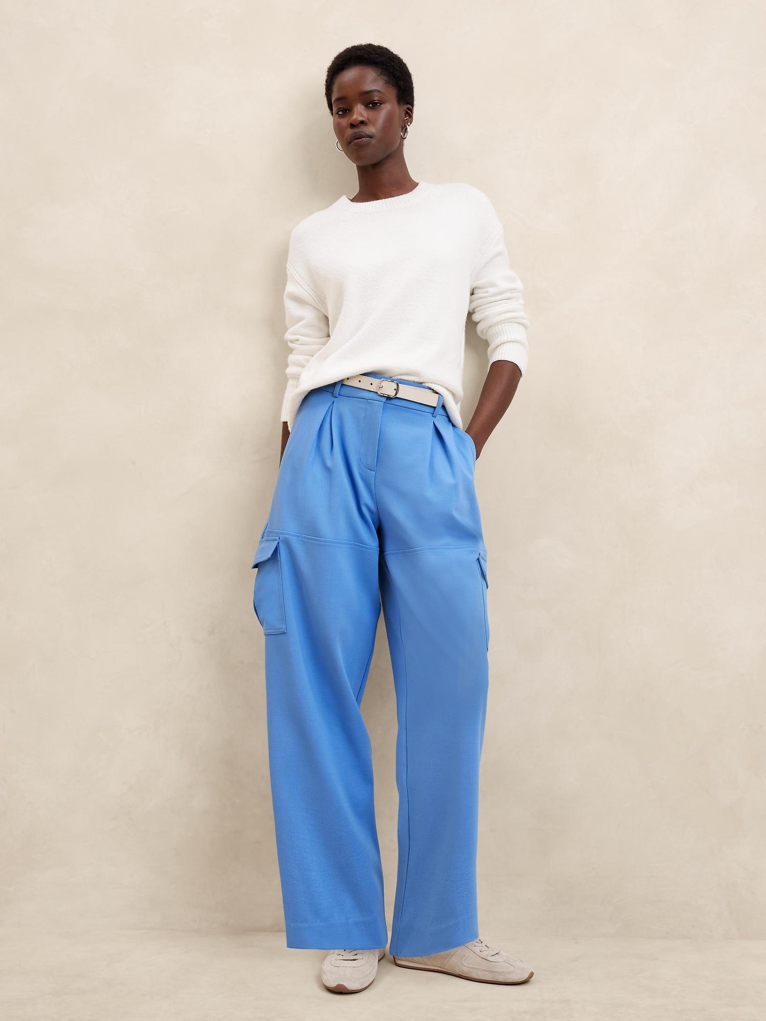 high-rise straight twill cargo pant